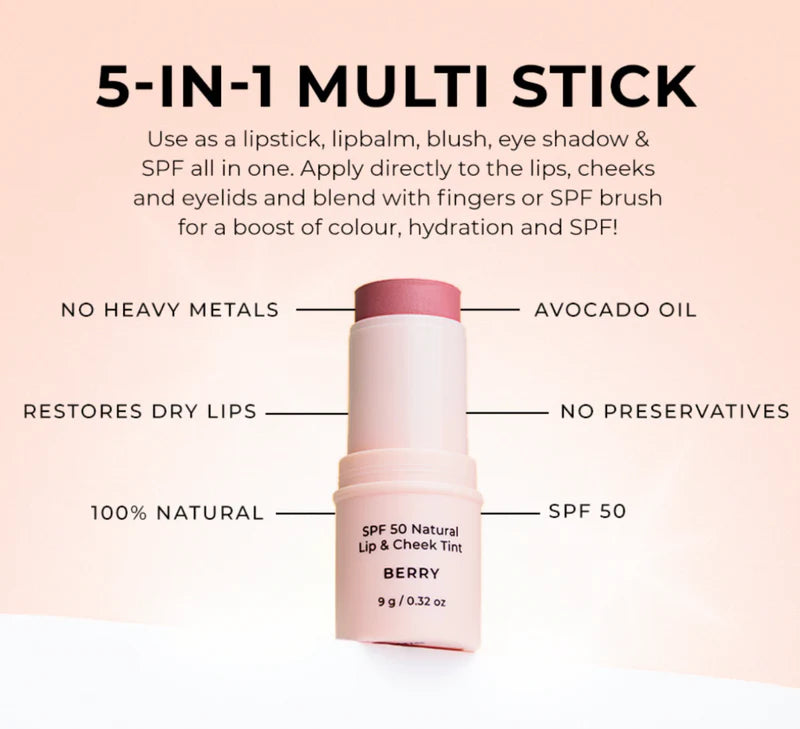 Avocado Zinc SPF 50 Lip & Cheek Tint Rose