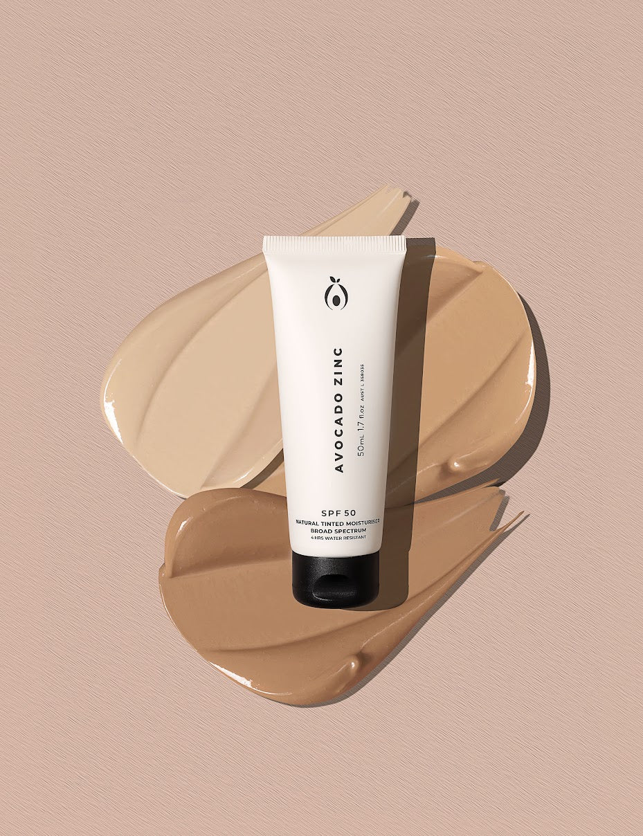 Avocado Zinc SPF 50 natural tinted moisturiser sunscreen light